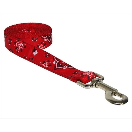 Sassy Dog Wear BANDANA RED3-L 6 Ft. Bandana Dog Leash; Red - Medium